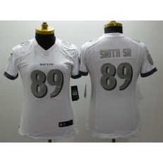 Women Nike Baltimore Ravens #89 Steve Smith Sr Platinum White Limited NFL Jersey