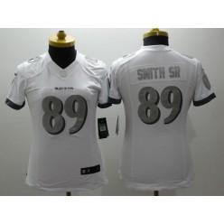 Women Nike Baltimore Ravens #89 Steve Smith Sr Platinum White Limited NFL Jersey