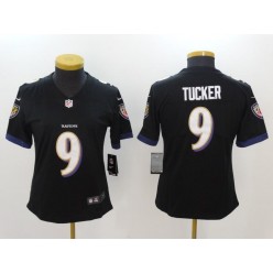 Women Nike Baltimore Ravens #9 Justin Tucker Black Vapor Untouchable Player Limited NFL Jersey