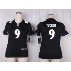 Women Nike Baltimore Ravens #9 Justin Tucker Game Black Alternate NFL Jersey