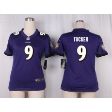 Women Nike Baltimore Ravens #9 Justin Tucker Game Purple Team Color NFL Jersey
