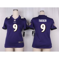 Women Nike Baltimore Ravens #9 Justin Tucker Game Purple Team Color NFL Jersey