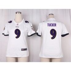 Women Nike Baltimore Ravens #9 Justin Tucker Game White NFL Jersey