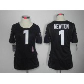 Women Nike Carolina Panthers #1 Cam Newton Breast Cancer Awareness Navy Blue NFL Jersey