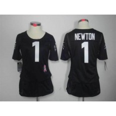 Women Nike Carolina Panthers #1 Cam Newton Breast Cancer Awareness Navy Blue NFL Jersey