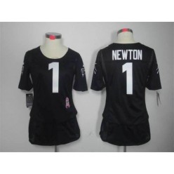 Women Nike Carolina Panthers #1 Cam Newton Breast Cancer Awareness Navy Blue NFL Jersey