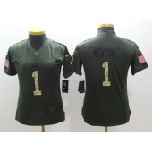 Women Nike Carolina Panthers #1 Cam Newton Green Salute To Service Limited NFL Jersey