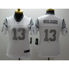 Women Nike Carolina Panthers #13 Kelvin Benjamin White Platinum NFL Limited Jersey