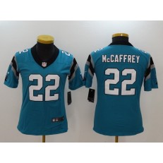 Women Nike Carolina Panthers #22 Christian McCaffrey Blue Vapor Untouchable Limited NFL Jersey