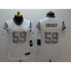 Women Nike Carolina Panthers #59 Luke Kuechly White Platinum NFL Limited Jersey