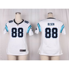 Women Nike Carolina Panthers #88 Greg Olsen Game White NFL Jersey