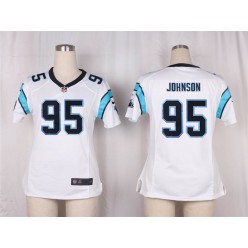 Women Nike Carolina Panthers #95 Charles Johnson Game White NFL Jersey