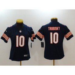 Women Nike Chicago Bears #10 Mitchell Trubisky Navy Blue NFL Jersey