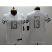 Women Nike Chicago Bears #13 Kevin White White Platinum NFL Limited Jersey