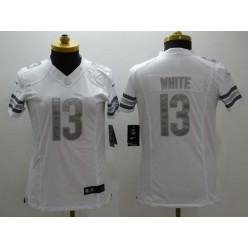 Women Nike Chicago Bears #13 Kevin White White Platinum NFL Limited Jersey