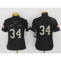 Women Nike Chicago Bears #34 Walter Payton Anthracite 2016 Salute to Service NFL Jersey