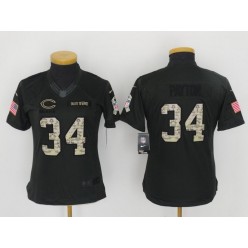 Women Nike Chicago Bears #34 Walter Payton Anthracite 2016 Salute to Service NFL Jersey