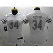 Women Nike Chicago Bears #34 Walter Payton White Platinum NFL Limited Jersey