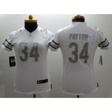 Women Nike Chicago Bears #34 Walter Payton White Platinum NFL Limited Jersey