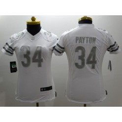 Women Nike Chicago Bears #34 Walter Payton White Platinum NFL Limited Jersey