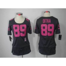 Women Nike Chicago Bears #89 Mike Ditka Breast Cancer Awareness Gray Jersey