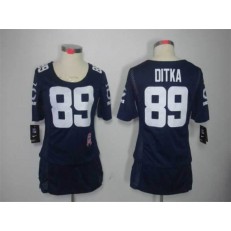 Women Nike Chicago Bears #89 Mike Ditka Breast Cancer Awareness Navy Blue Jersey