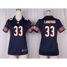 Women Nike Chicago Bears #33 Jeremy Langford Game Navy Blue Team Color NFL Jersey