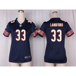 Women Nike Chicago Bears #33 Jeremy Langford Game Navy Blue Team Color NFL Jersey