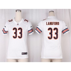 Women Nike Chicago Bears #33 Jeremy Langford Game White NFL Jersey
