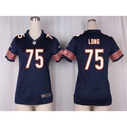 Women Nike Chicago Bears #75 Kyle Long Game Navy Blue Team Color NFL Jersey
