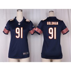 Women Nike Chicago Bears #91 Eddie Goldman Game Navy Blue Team Color NFL Jersey