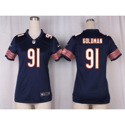 Women Nike Chicago Bears #91 Eddie Goldman Game Navy Blue Team Color NFL Jersey