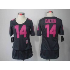 Women Nike Cincinnati Bengals #14 Andy Dalton Breast Cancer Awareness Gray Jersey