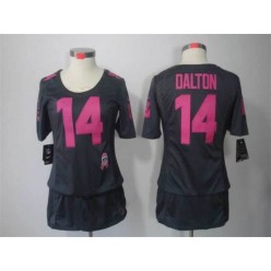 Women Nike Cincinnati Bengals #14 Andy Dalton Breast Cancer Awareness Gray Jersey