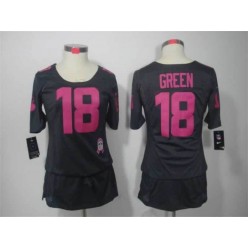 Women Nike Cincinnati Bengals #18 AJ Green Breast Cancer Awareness Gray Jersey
