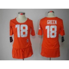 Women Nike Cincinnati Bengals #18 AJ Green Breast Cancer Awareness Orange Jersey