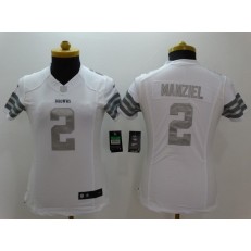 Women Nike Cleveland Browns #2 Johnny Manziel White Platinum NFL Limited Jersey