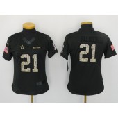 Women Nike Dallas Cowboys #21 Ezekiel Elliott Anthracite Salute to Service NFL Jersey