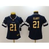 Women Nike Dallas Cowboys #21 Ezekiel Elliott Navy Gold Vapor Untouchable Limited NFL Jersey