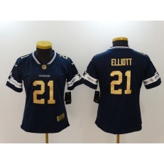 Women Nike Dallas Cowboys #21 Ezekiel Elliott Navy Gold Vapor Untouchable Limited NFL Jersey