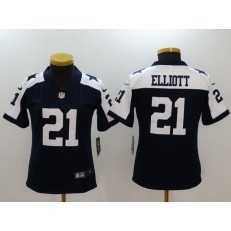 Women Nike Dallas Cowboys #21 Ezekiel Elliott Navy Throwback Vapor Untouchable Limited NFL Jersey