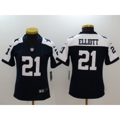 Women Nike Dallas Cowboys #21 Ezekiel Elliott Navy Throwback Vapor Untouchable Limited NFL Jersey