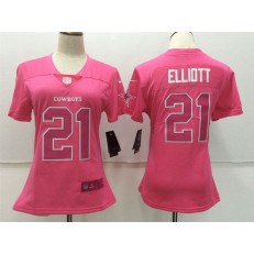 Women Nike Dallas Cowboys #21 Ezekiel Elliott Pink Stitched NFL Limited Rush Fashion Jersey