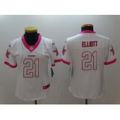 Women Nike Dallas Cowboys #21 Ezekiel Elliott White Limited Pink NFL Jersey