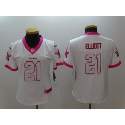 Women Nike Dallas Cowboys #21 Ezekiel Elliott White Limited Pink NFL Jersey