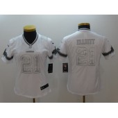 Women Nike Dallas Cowboys #21 Ezekiel Elliott White Platinum NFL Jersey