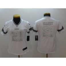 Women Nike Dallas Cowboys #21 Ezekiel Elliott White Platinum NFL Jersey