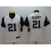 Women Nike Dallas Cowboys #21 Ezekiel Elliott White Stitched NFL Elite Color Rush Jersey