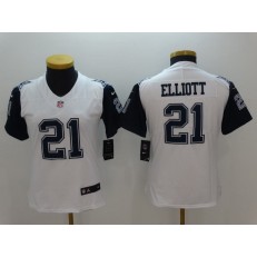 Women Nike Dallas Cowboys #21 Ezekiel Elliott White Stitched NFL Elite Color Rush Jersey