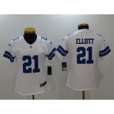 Women Nike Dallas Cowboys #21 Ezekiel Elliott White Vapor Untouchable Limited Women Jersey